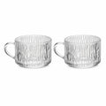 Ribbed Glass Coffee Mug Set – 2 Piece Clear Glass Cups