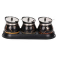 3 Piece Marble Pattern Condiment Set with Spoon and Stand