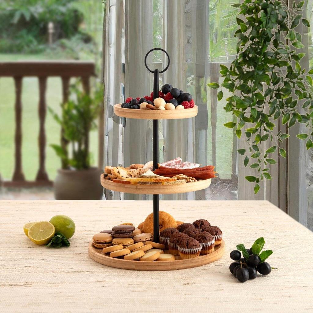 3 Tier Bamboo Food Stand for Kitchen & Dining