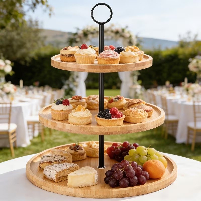 3 Tier Bamboo Food Stand for Kitchen & Dining