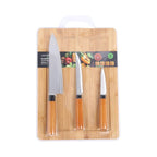 Bamboo Cutting Board Set with 3 Knives