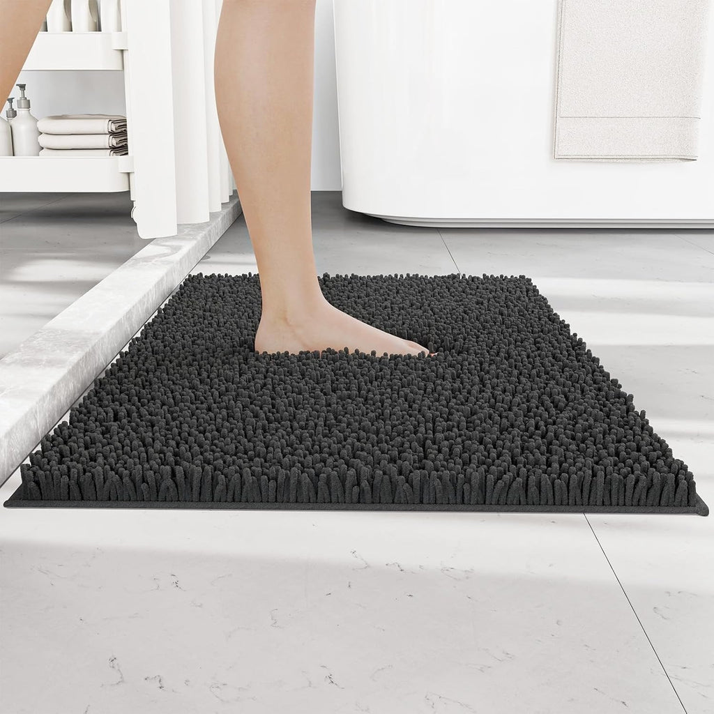 Soft Chenille Bathroom Mat – Absorbent Non-Slip Rug