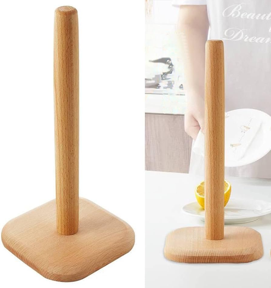 Bamboo Paper Towel Holder – Kitchen Counter Roll Stand