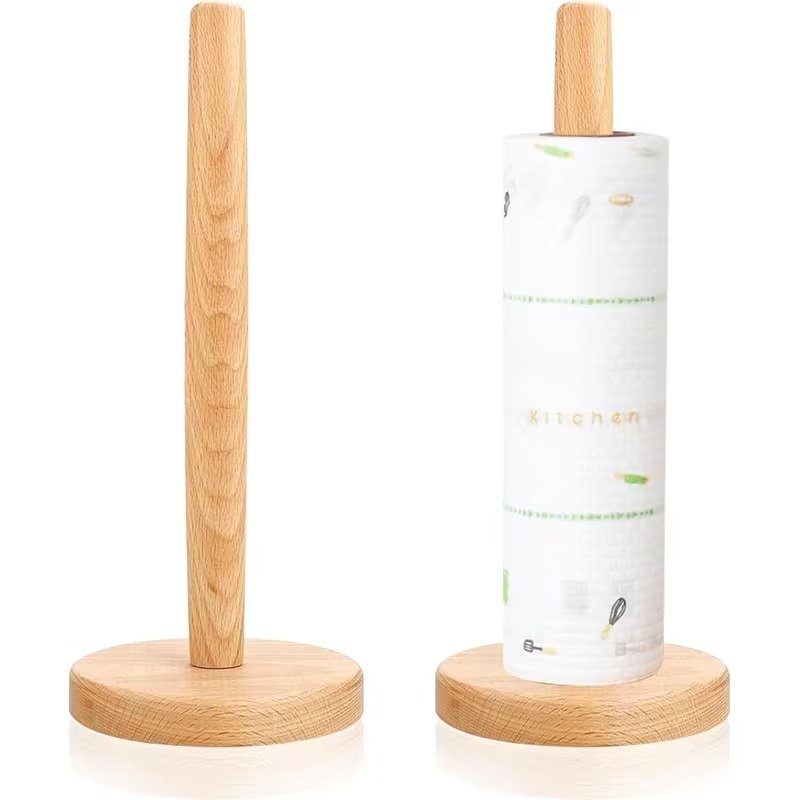 Bamboo Paper Towel Holder – Kitchen Counter Roll Stand