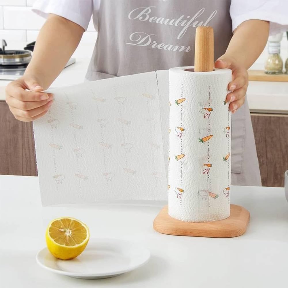 Bamboo Paper Towel Holder – Kitchen Counter Roll Stand