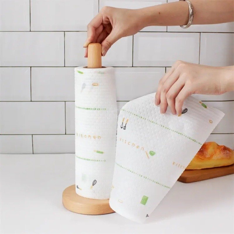 Bamboo Paper Towel Holder – Kitchen Counter Roll Stand