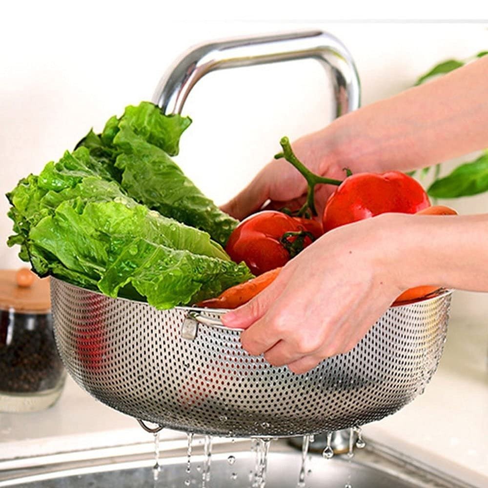 Multifunction Stainless Steel Basket – Storage, Washing & Draining