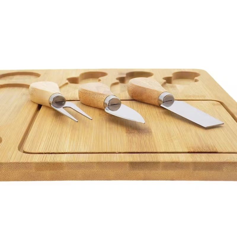 4 Piece Bamboo Cheese Board Set with Knife Slots