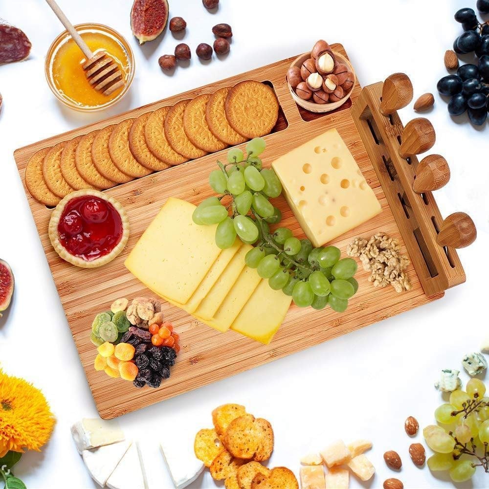 Bamboo Charcuterie Board with 4 Cheese Knives