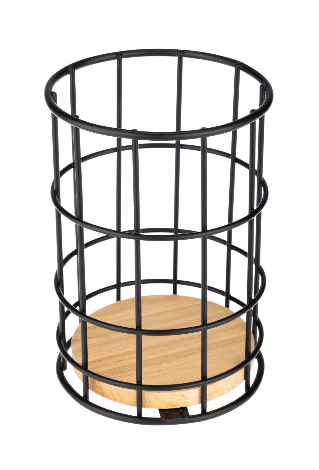 Wire Cutlery Holder with Bamboo Base