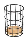 Wire Cutlery Holder with Bamboo Base
