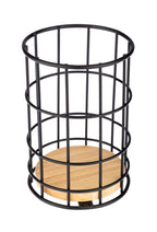 Wire Cutlery Holder with Bamboo Base