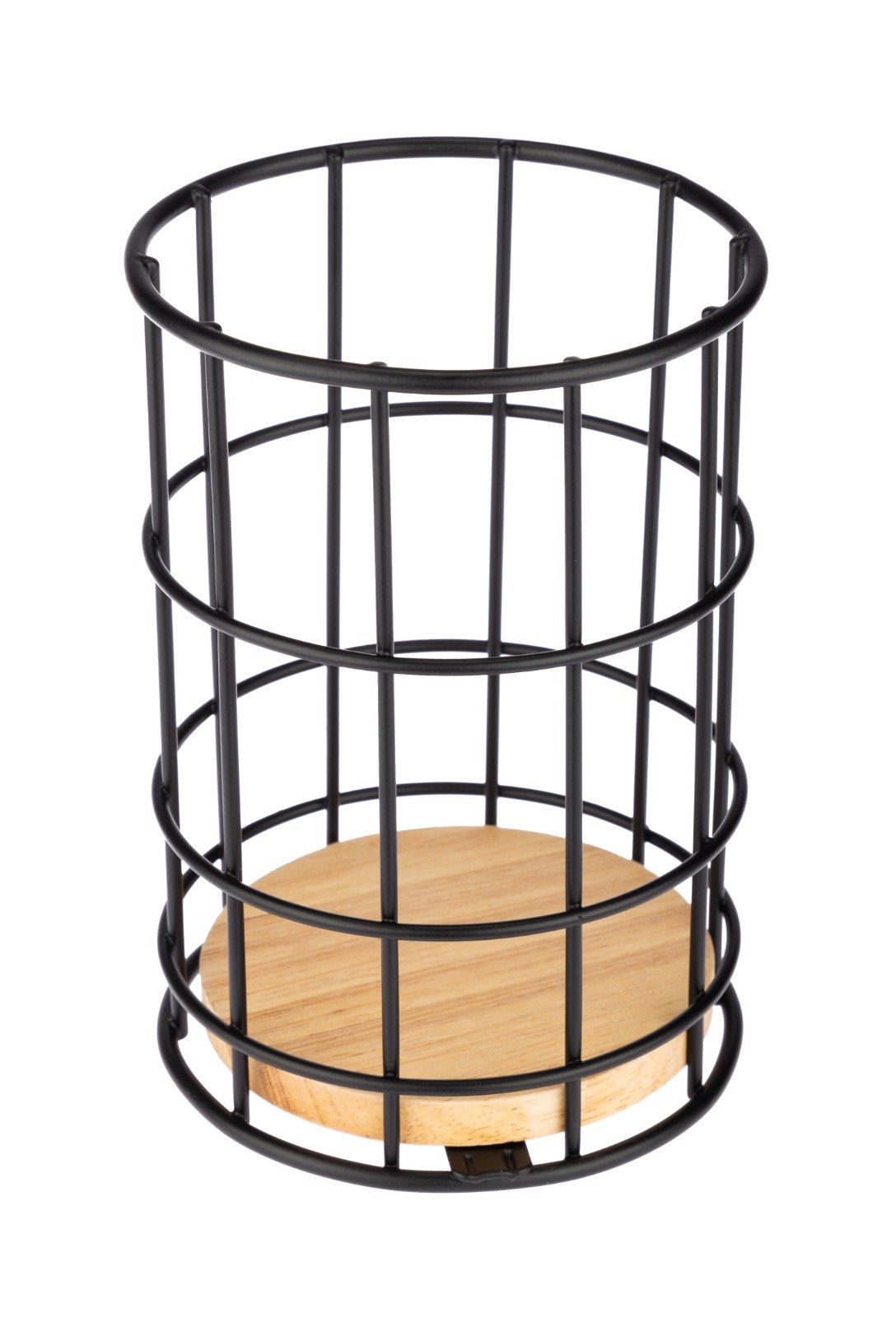 Wire Cutlery Holder with Bamboo Base