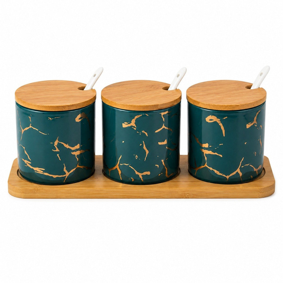 Ceramic Storage Jar Set with Bamboo Lids