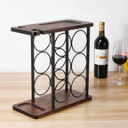 Freestanding Wood & Iron Wine Rack – Bottle Storage Display Stand