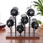 6-Bottle Countertop Wine Rack – Wood & Metal Freestanding Stand