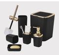 6 Piece Bathroom Accessories Set with Gold Accents