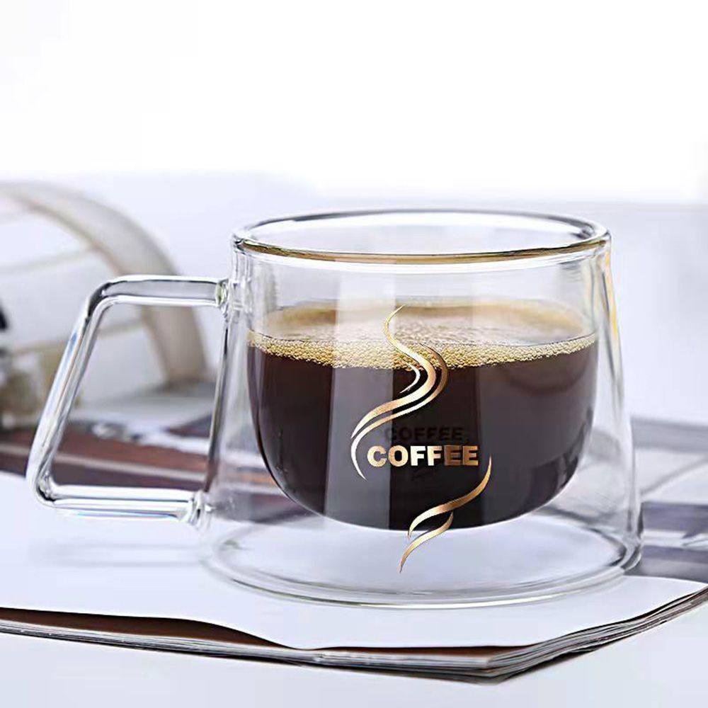 Double Wall Borosilicate Glass Coffee Mug with Handle