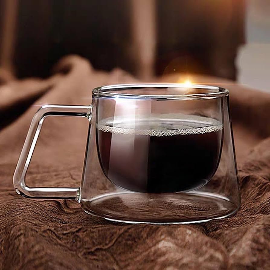 Double Wall Borosilicate Glass Coffee Mug with Handle
