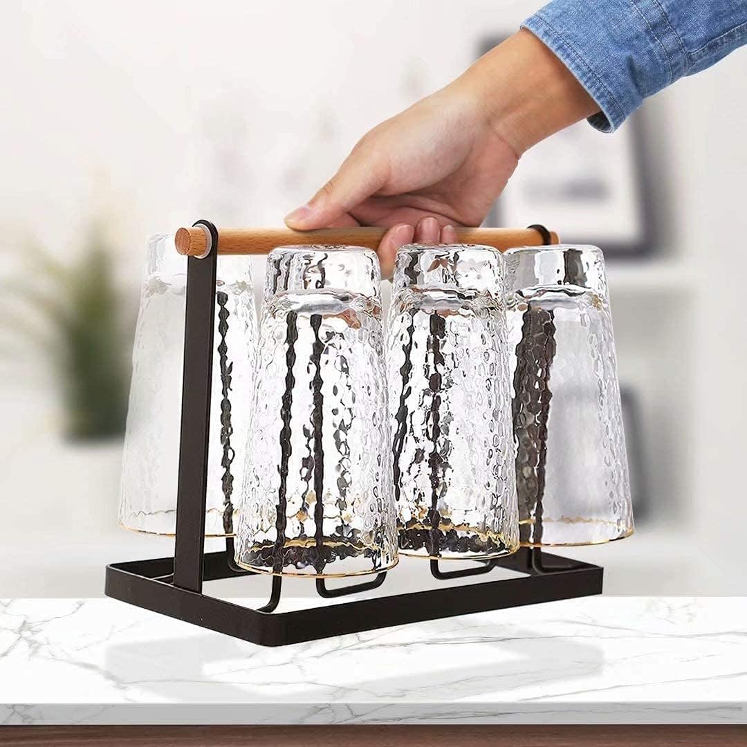 Multifunctional Glass Holder with Wooden Handle