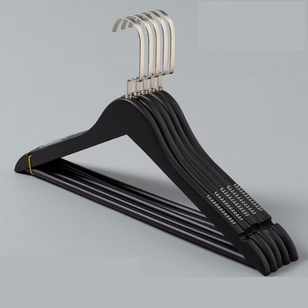 5 Non-Slip Wooden Hangers for Coats, Shirts & Suits