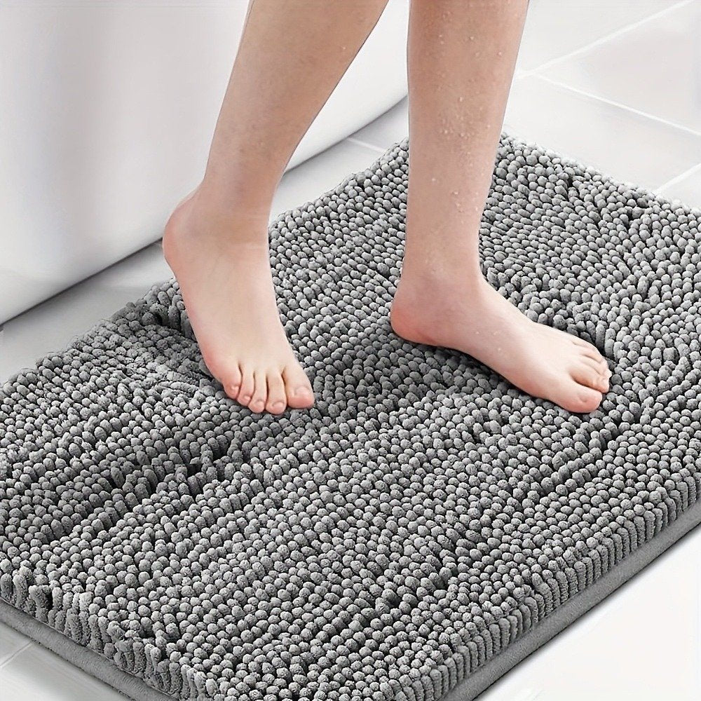 Soft Chenille Bathroom Mat – Absorbent Non-Slip Rug