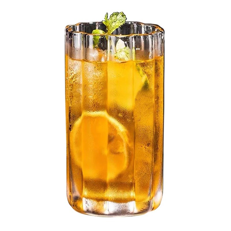 Lead-Free Crystal Clear Flower Shaped Glass Set – Elegant Drinkware, Set of 4