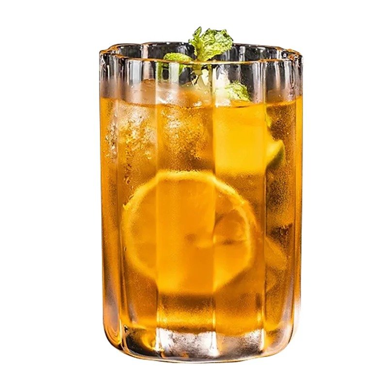 Lead-Free Crystal Clear Flower Shaped Glass Set – Elegant Drinkware, Set of 4