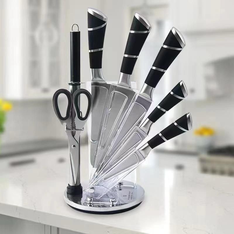 8-Piece Knife Set with Sharpener & Acrylic Stand
