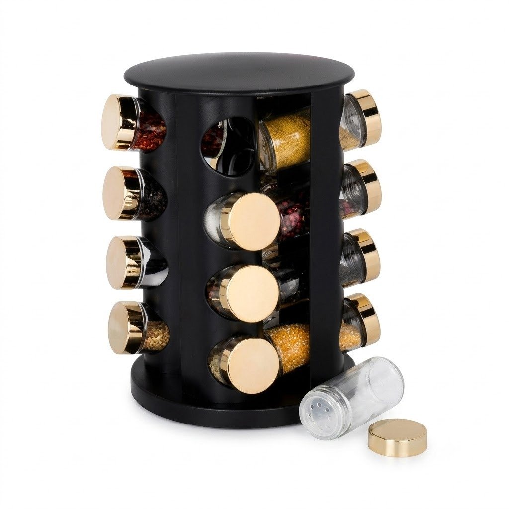 Countertop Spice Carousel with Glass Jars