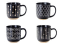 4-Piece Geometric Pattern Ceramic Mug Set