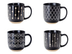 4-Piece Geometric Pattern Ceramic Mug Set