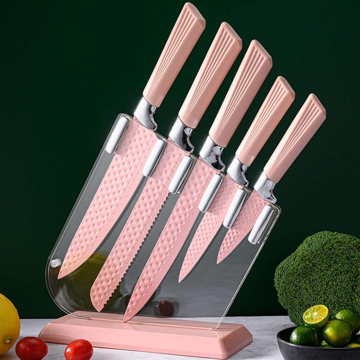 5-Piece Kitchen Knife Set with Acrylic Stand