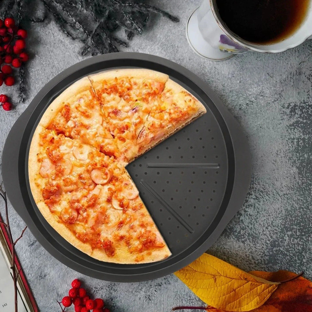 Non-Stick 38cm Pizza Pan with Handles