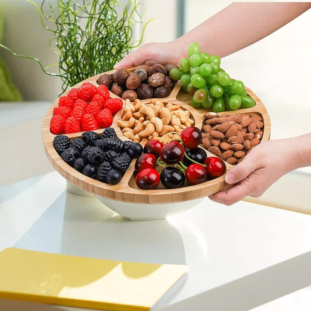 Bamboo Rotating Food Plate – Lazy Susan Serving Tray