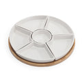 Bamboo Serving Tray with Ceramic Dishes Set
