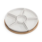 Bamboo Serving Tray with Ceramic Dishes Set