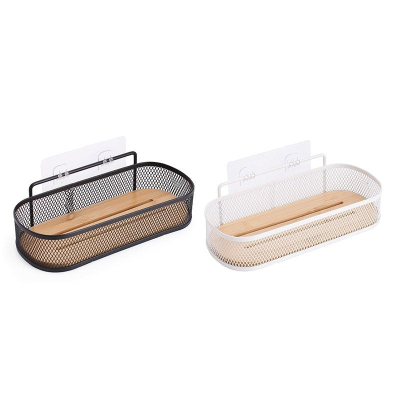 Oval Bathroom Rack with Bamboo Mesh Shelf