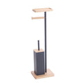 Toilet Paper & Brush Holder – Metal Frame with Wooden Accents
