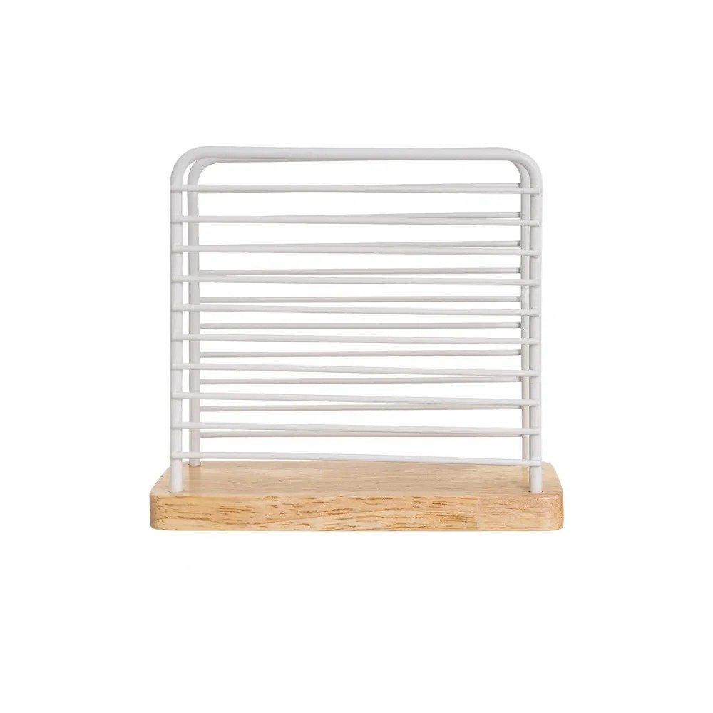Modern Minimalistic Napkin Holder – Wooden Base & Wire Frame