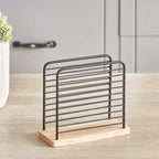 Modern Minimalistic Napkin Holder – Wooden Base & Wire Frame