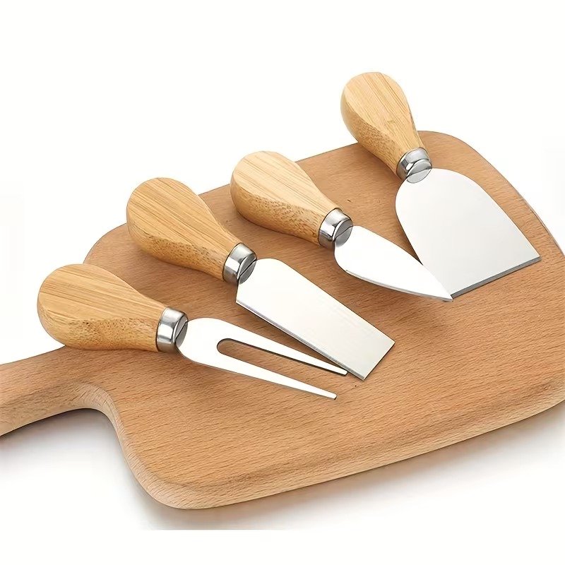4-Piece Cheese Knife Set with Bamboo Handles