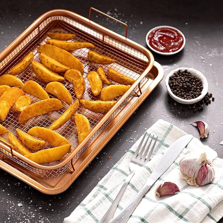2 Piece Rectangular Copper Crisper Set