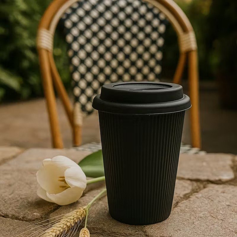 Ribbed Ceramic Coffee Mug