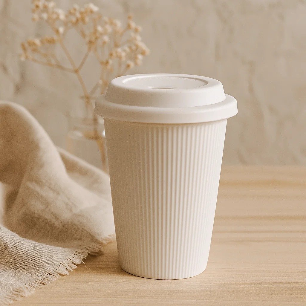 Ribbed Ceramic Coffee Mug