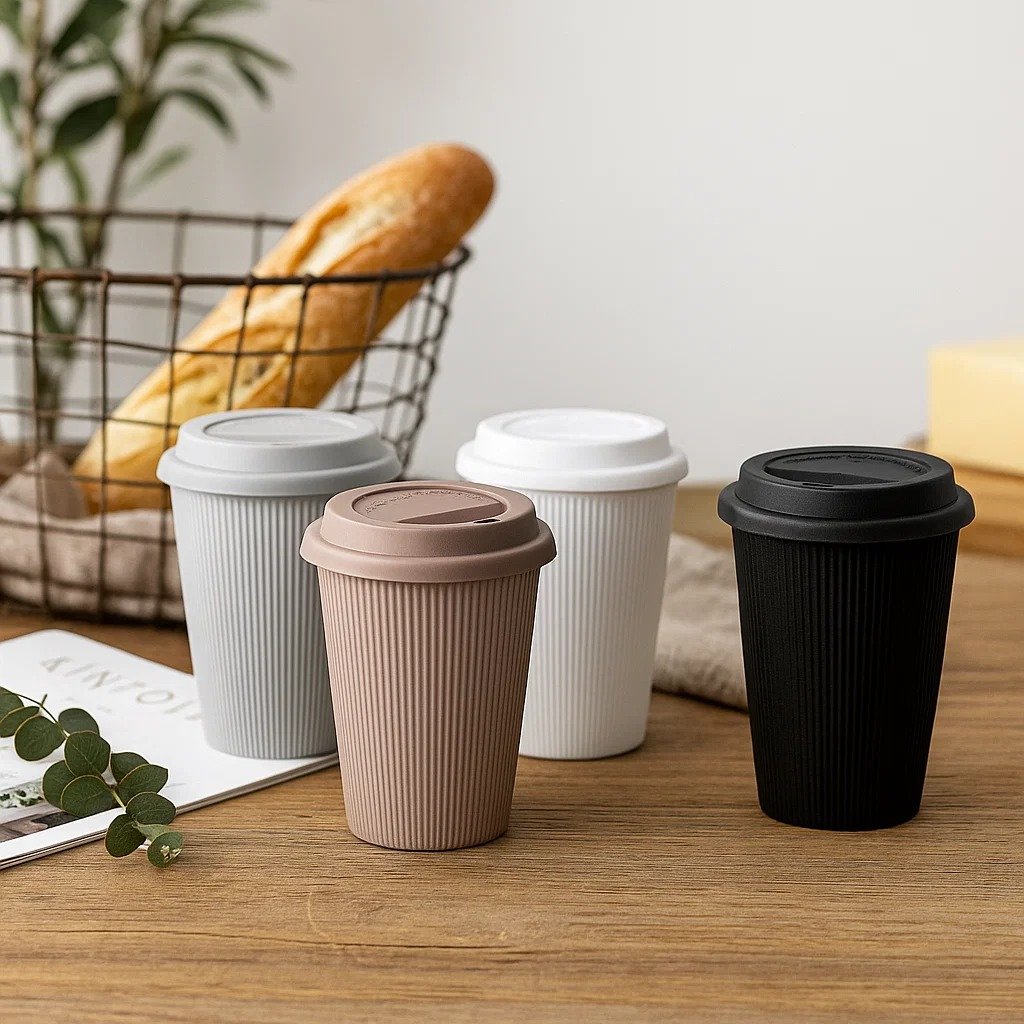Ribbed Ceramic Coffee Mug