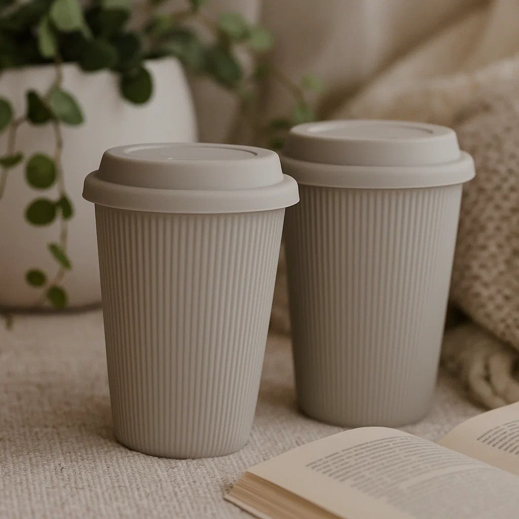 Ribbed Ceramic Coffee Mug