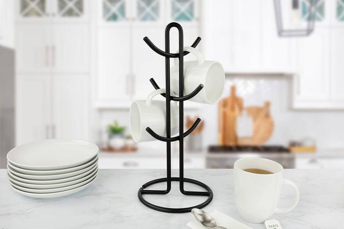 Countertop 6-Mug Holder – Stainless Steel Coffee & Tea Cup Rack