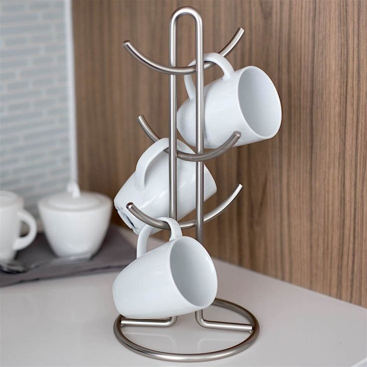 Countertop 6-Mug Holder – Stainless Steel Coffee & Tea Cup Rack