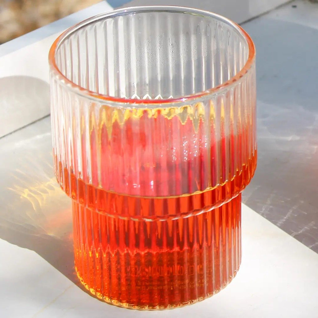Set of 4 Ribbed Cocktail Glasses – Juice & Summer Drinks